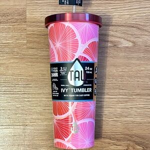TAL Ivy 24 oz Insulated Stainless Steel Tumbler Pink Citrus With Straw New